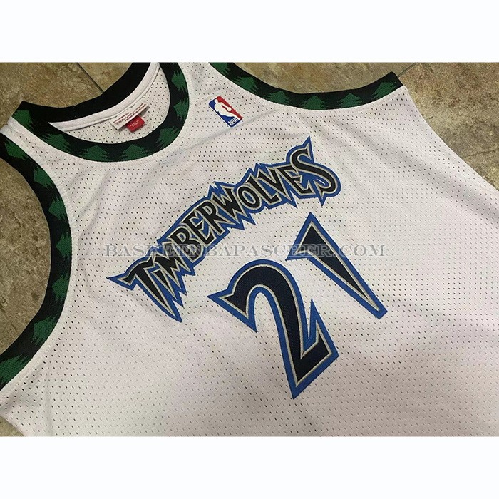 Maillot Minnesota Timberwolves Kevin Garnett NO 21 Mitchell & Ness 1997-98 Blanc